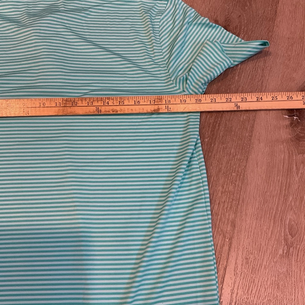 Croft & Barrow Performance Aqua Striped Short Sleeve Polo Shirt - Men’s Size Med - Picture 9 of 11